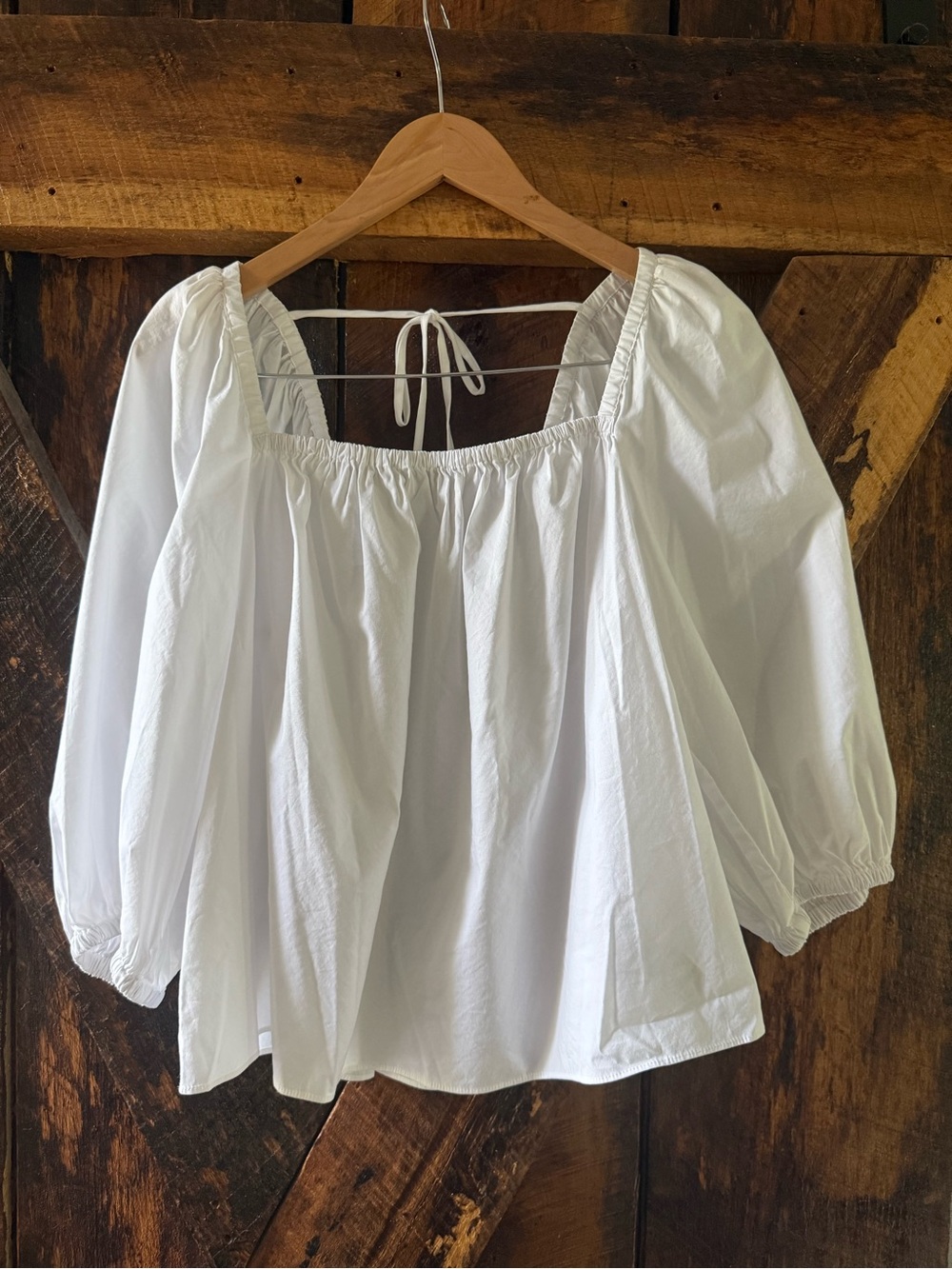 Madewell White Peasant Square-Neck Blouse NWT
